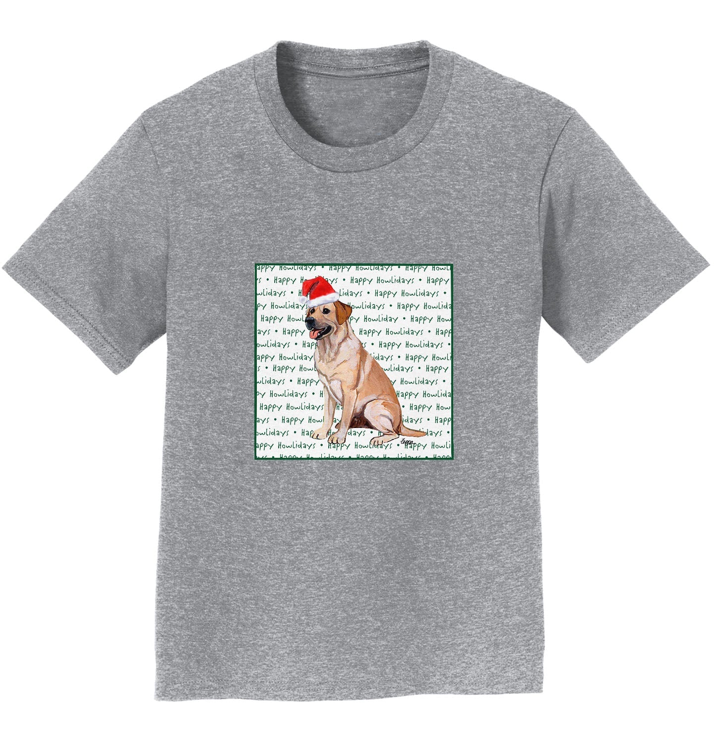 Yellow Labrador Retriever Happy Howlidays Text - Kids' Unisex T-Shirt