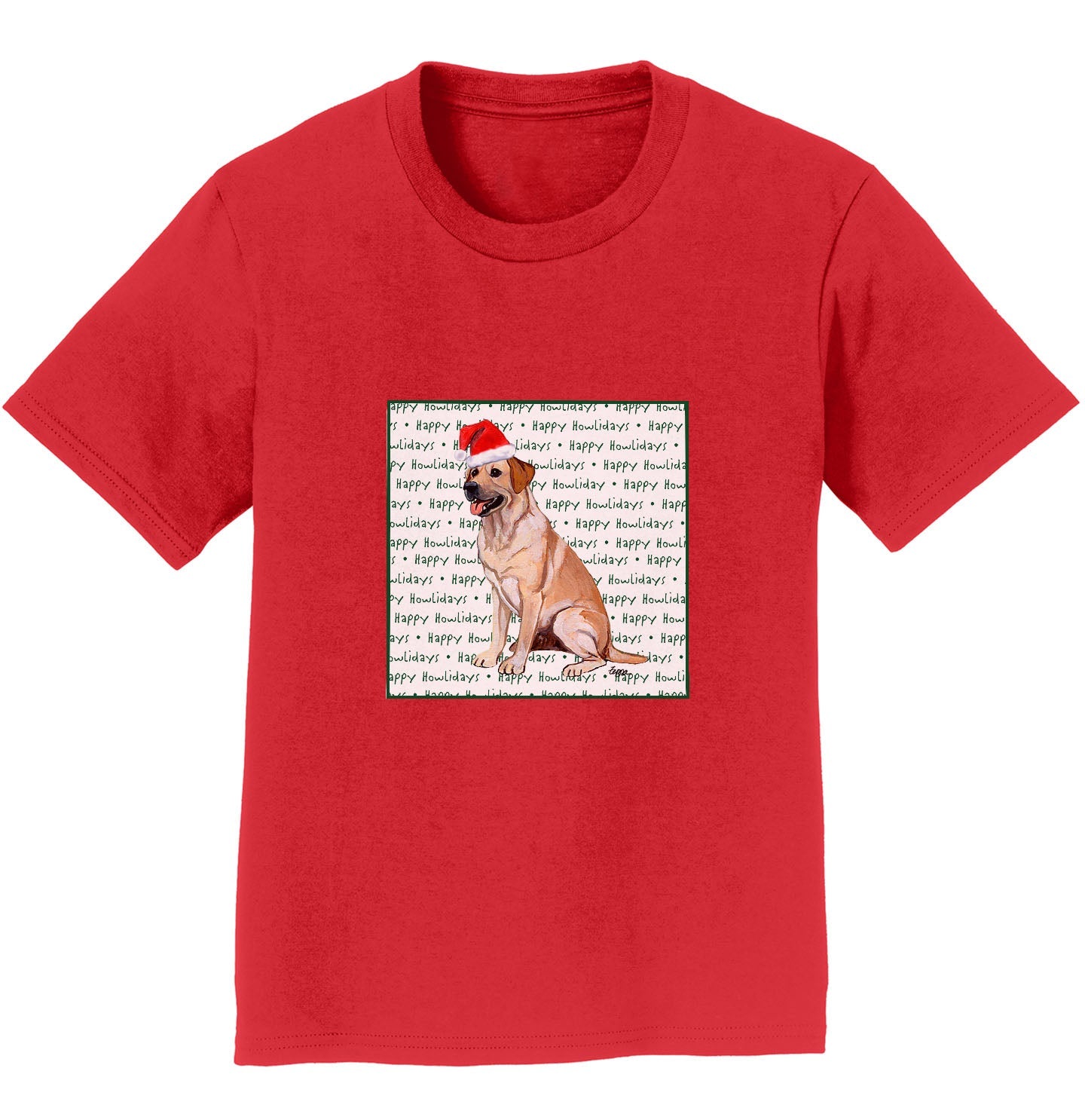 Yellow Labrador Retriever Happy Howlidays Text - Kids' Unisex T-Shirt