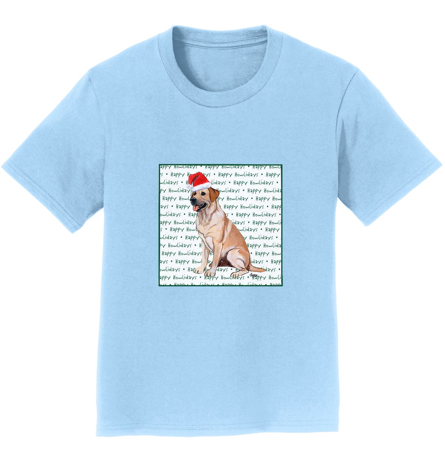 Yellow Labrador Retriever Happy Howlidays Text - Kids' Unisex T-Shirt