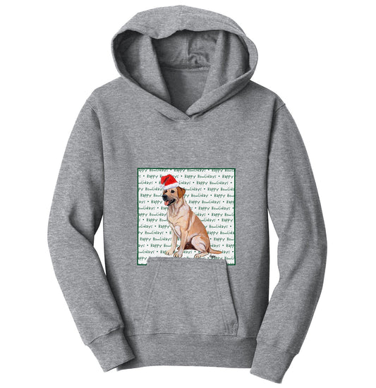 Yellow Labrador Retriever Happy Howlidays Text - Kids' Unisex Hoodie Sweatshirt