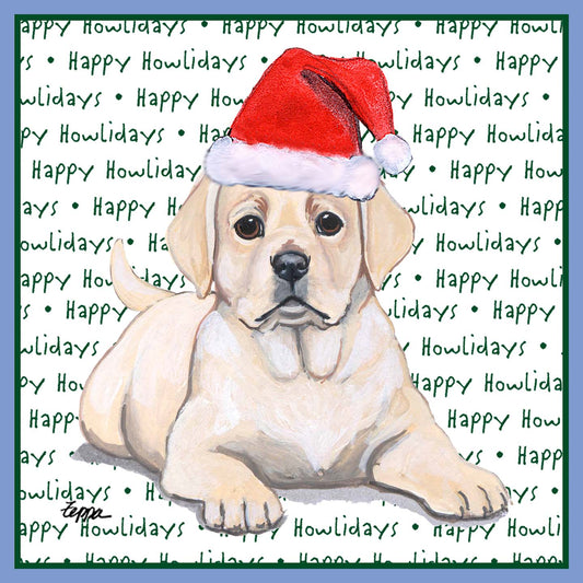 Yellow Labrador Retriever Puppy Happy Howlidays Text - Women's Tri-Blend T-Shirt