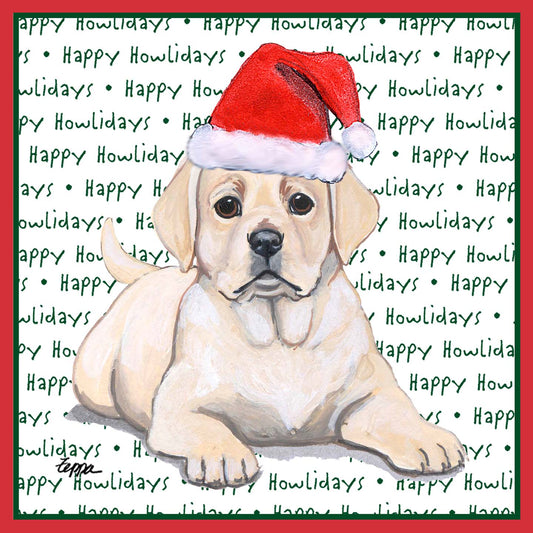 Yellow Labrador Retriever Puppy Happy Howlidays Text - Adult Unisex T-Shirt