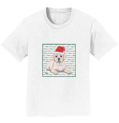 Yellow Labrador Retriever Puppy Happy Howlidays Text - Kids' Unisex T-Shirt