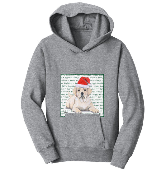 Yellow Labrador Retriever Puppy Happy Howlidays Text - Kids' Unisex Hoodie Sweatshirt