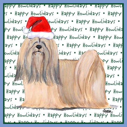 Lhasa Apso Happy Howlidays Text - Women's Tri-Blend T-Shirt