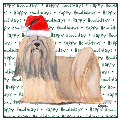 Lhasa Apso Happy Howlidays Text - Women's V-Neck T-Shirt
