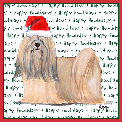 Lhasa Apso Happy Howlidays Text - Adult Unisex Long Sleeve T-Shirt