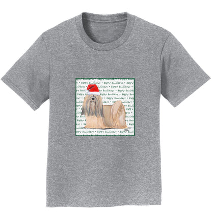 Lhasa Apso Happy Howlidays Text - Kids' Unisex T-Shirt