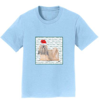 Lhasa Apso Happy Howlidays Text - Kids' Unisex T-Shirt