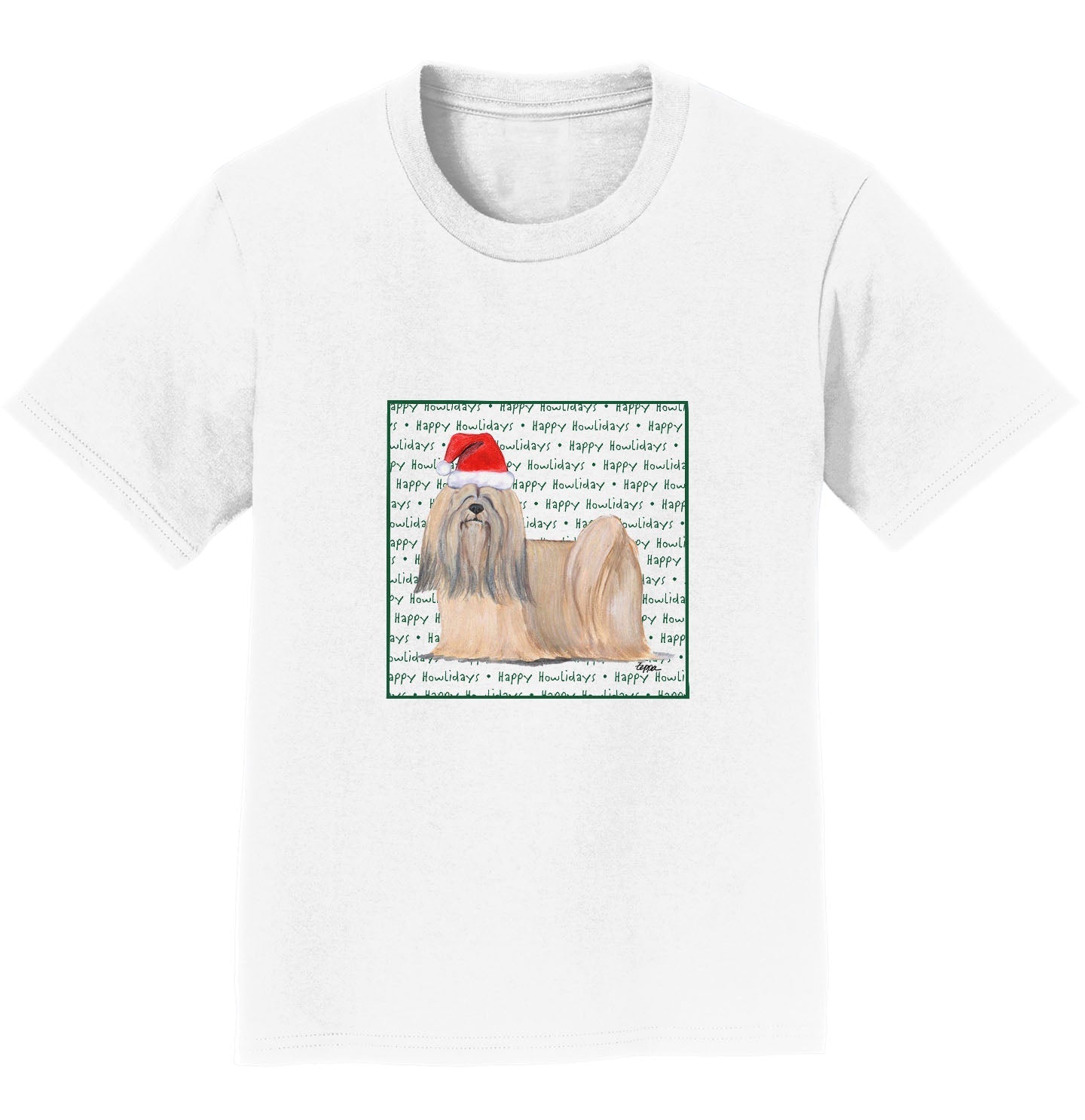 Lhasa Apso Happy Howlidays Text - Kids' Unisex T-Shirt