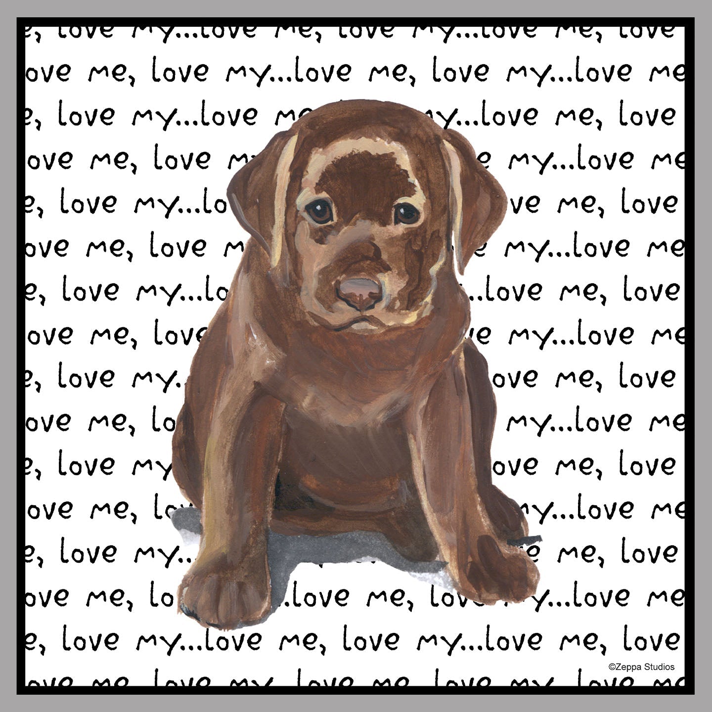 Chocolate Lab Puppy Love Text - Women's V-Neck Long Sleeve T-Shirt