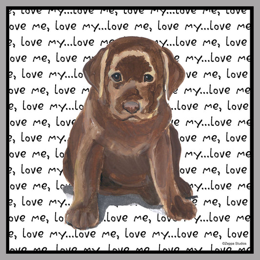 Chocolate Lab Puppy Love Text - Women's V-Neck Long Sleeve T-Shirt