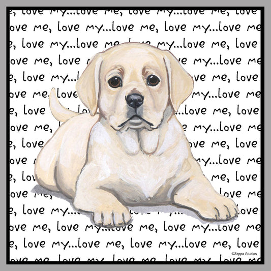 Yellow Lab Puppy Love Text - Women's V-Neck T-Shirt