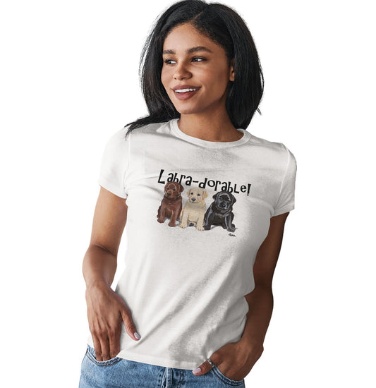 Labra-dorable Three Puppies - Women's Fitted T-Shirt - Animal Tee