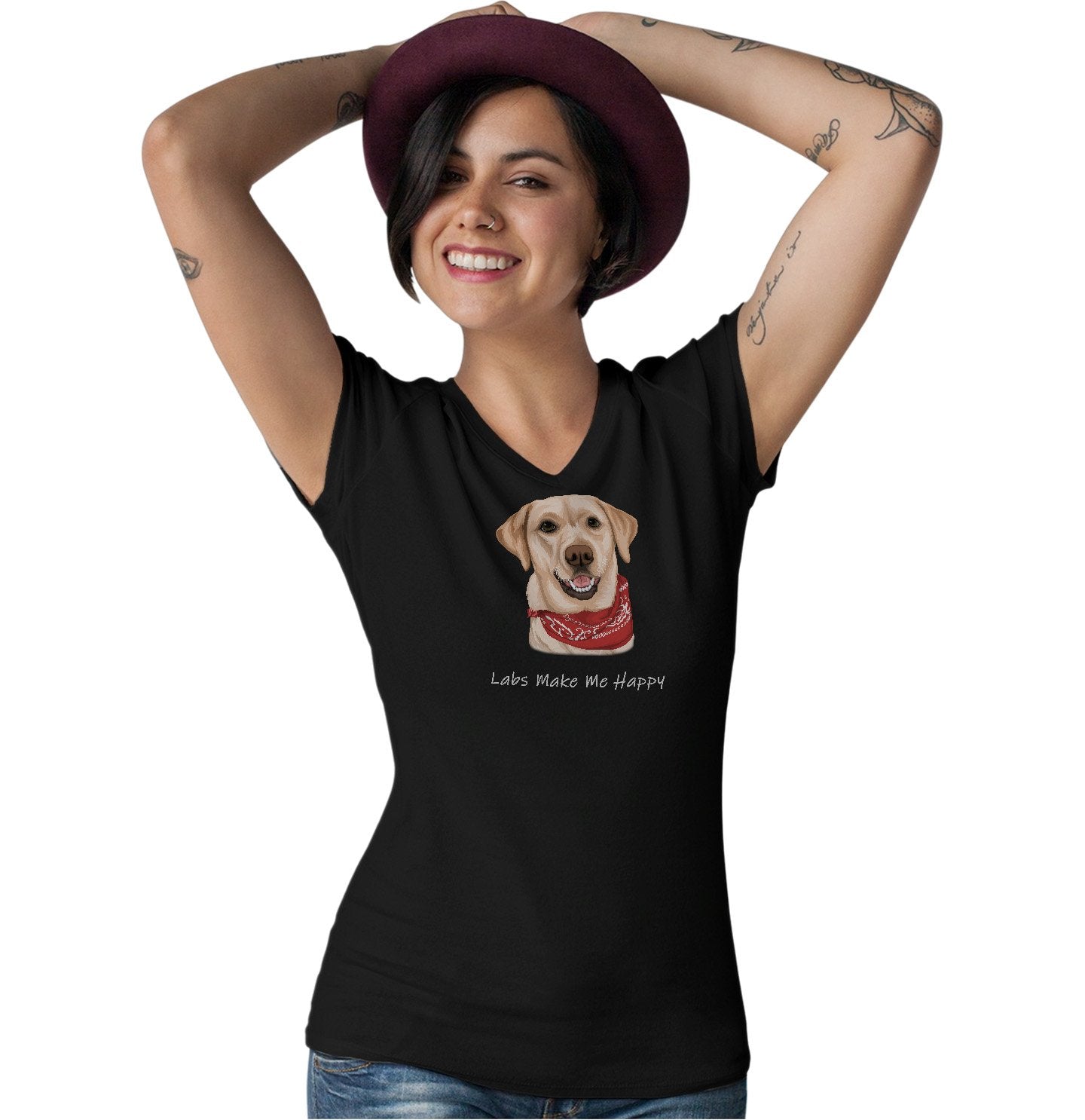 Labs Make Me Happy - Women's V-Neck T-Shirt