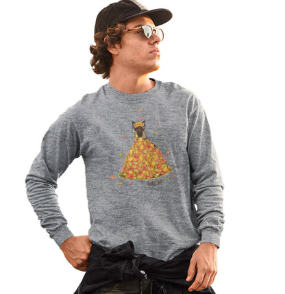 Leaf Pile and German Shepherd - Adult Unisex Long Sleeve T-Shirt