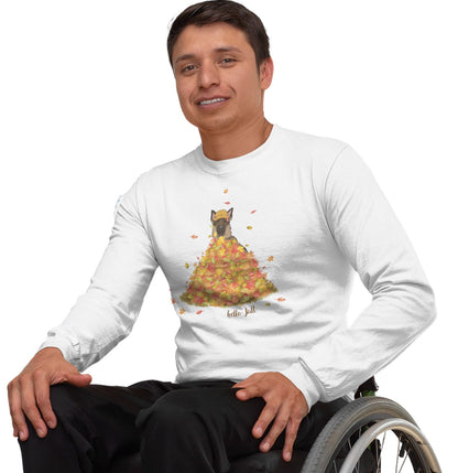 Leaf Pile and German Shepherd - Adult Unisex Long Sleeve T-Shirt