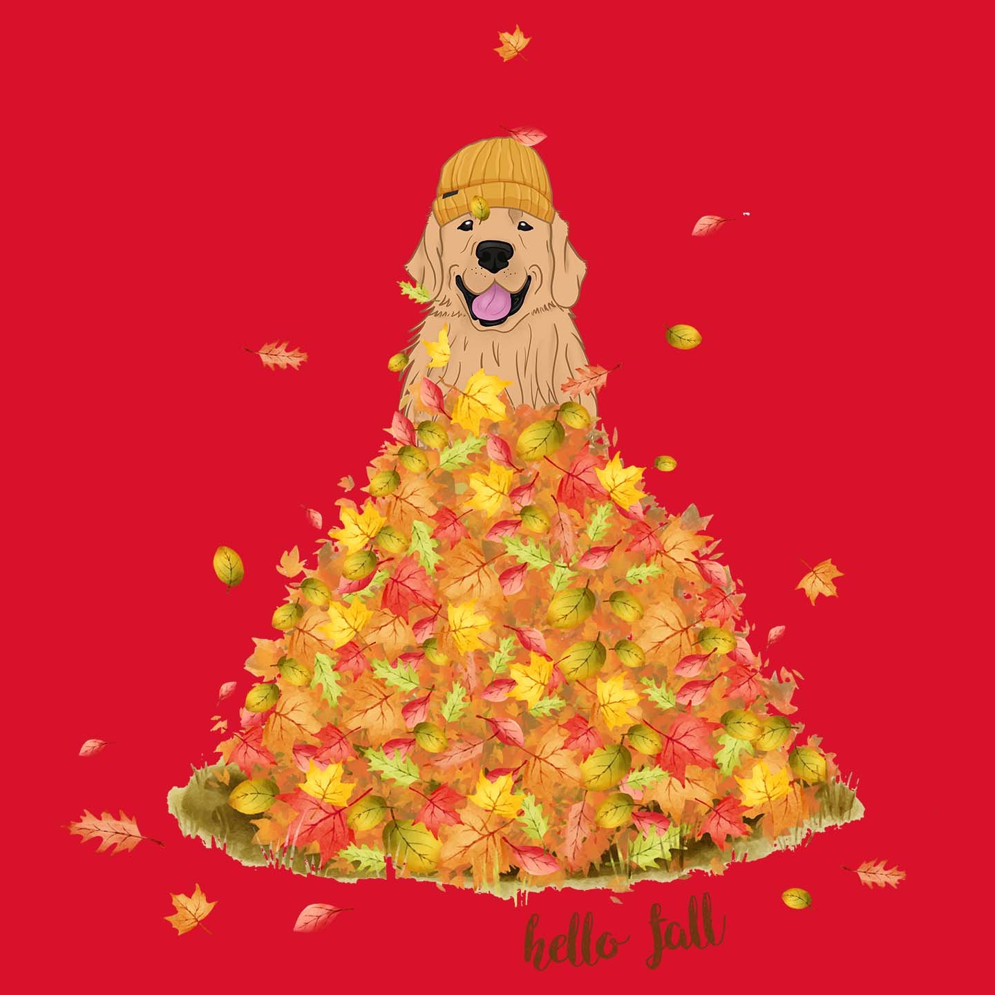 Leaf Pile and Golden - Women's V-Neck T-Shirt