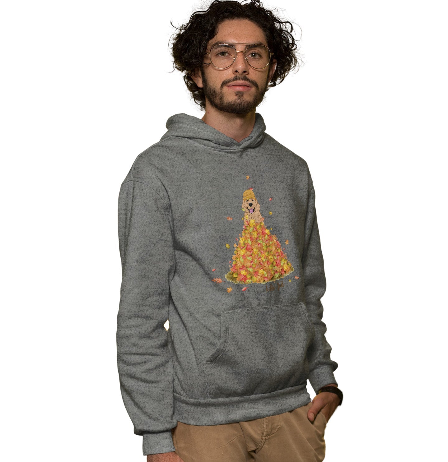 Leaf Pile and Golden - Adult Unisex Hoodie Sweatshirt