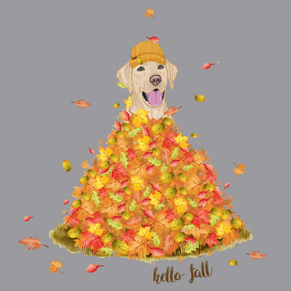 Leaf Pile and Yellow Lab - Adult Unisex Crewneck Sweatshirt