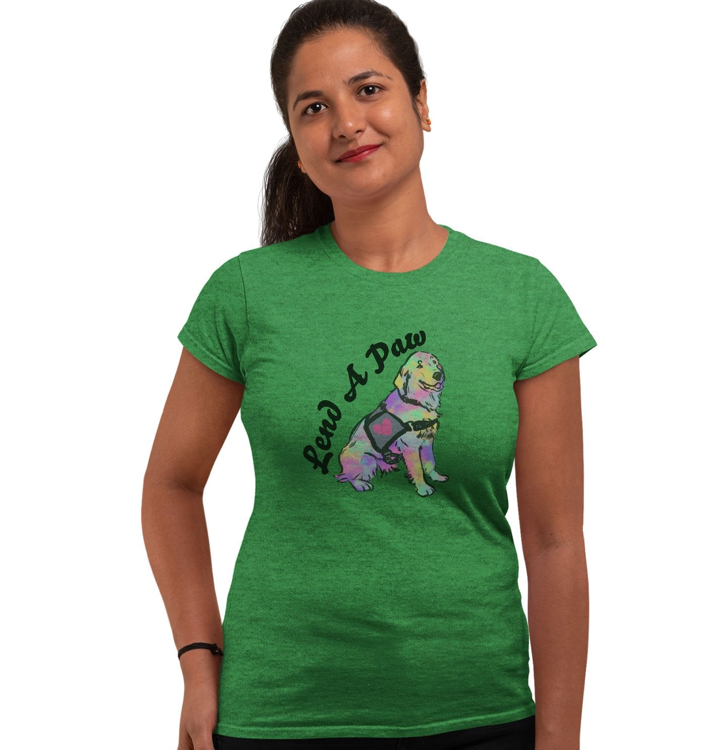 Lend a Paw Golden Retriever - Women's Fitted T-Shirt