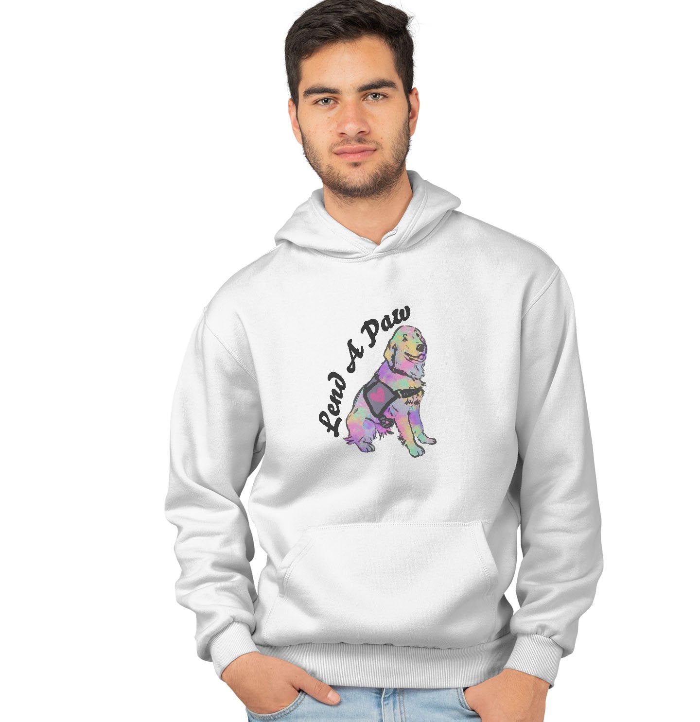 Lend a Paw Golden Retriever - Adult Unisex Hoodie Sweatshirt