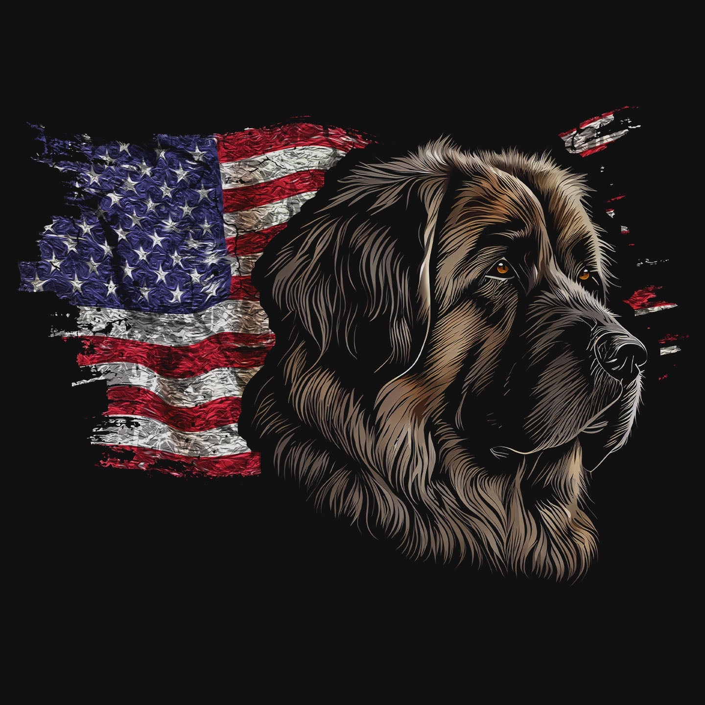 Patriotic Leonberger American Flag - Adult Unisex T-Shirt