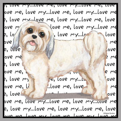 Short Haired Lhasa Apso Love Text - Women's V-Neck Long Sleeve T-Shirt