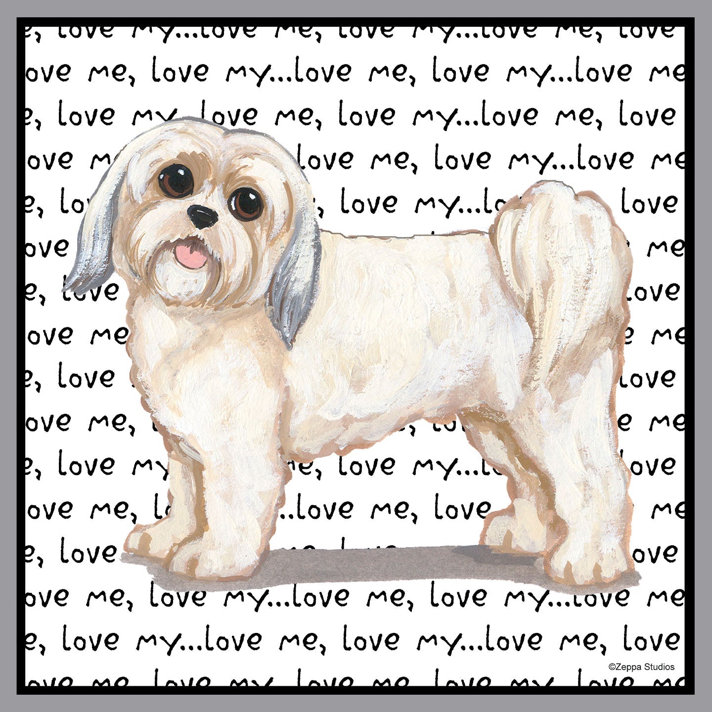 Short Haired Lhasa Apso Love Text - Adult Unisex Crewneck Sweatshirt