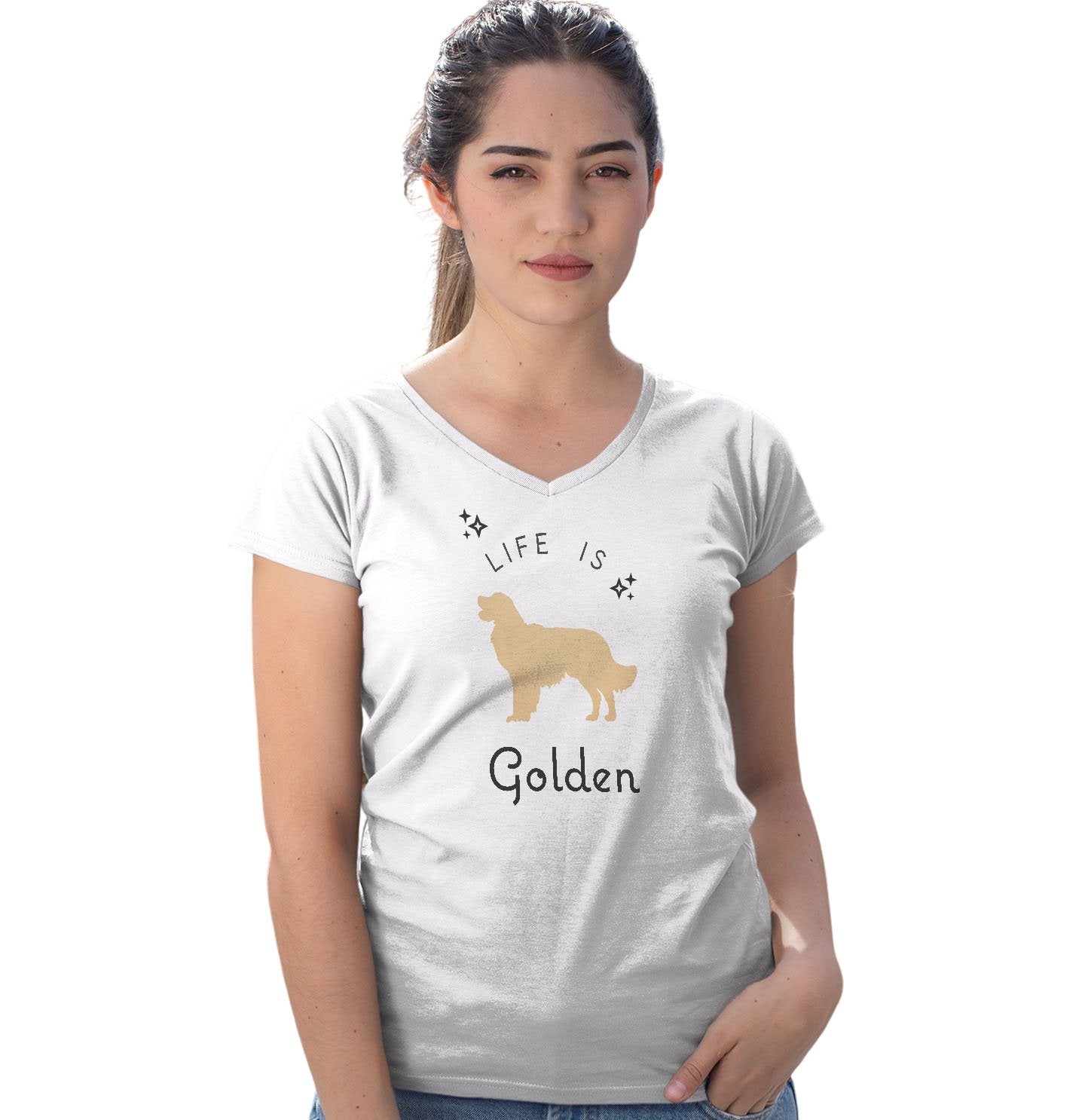 Life Is Golden Retriever - Women's V-Neck T-Shirt