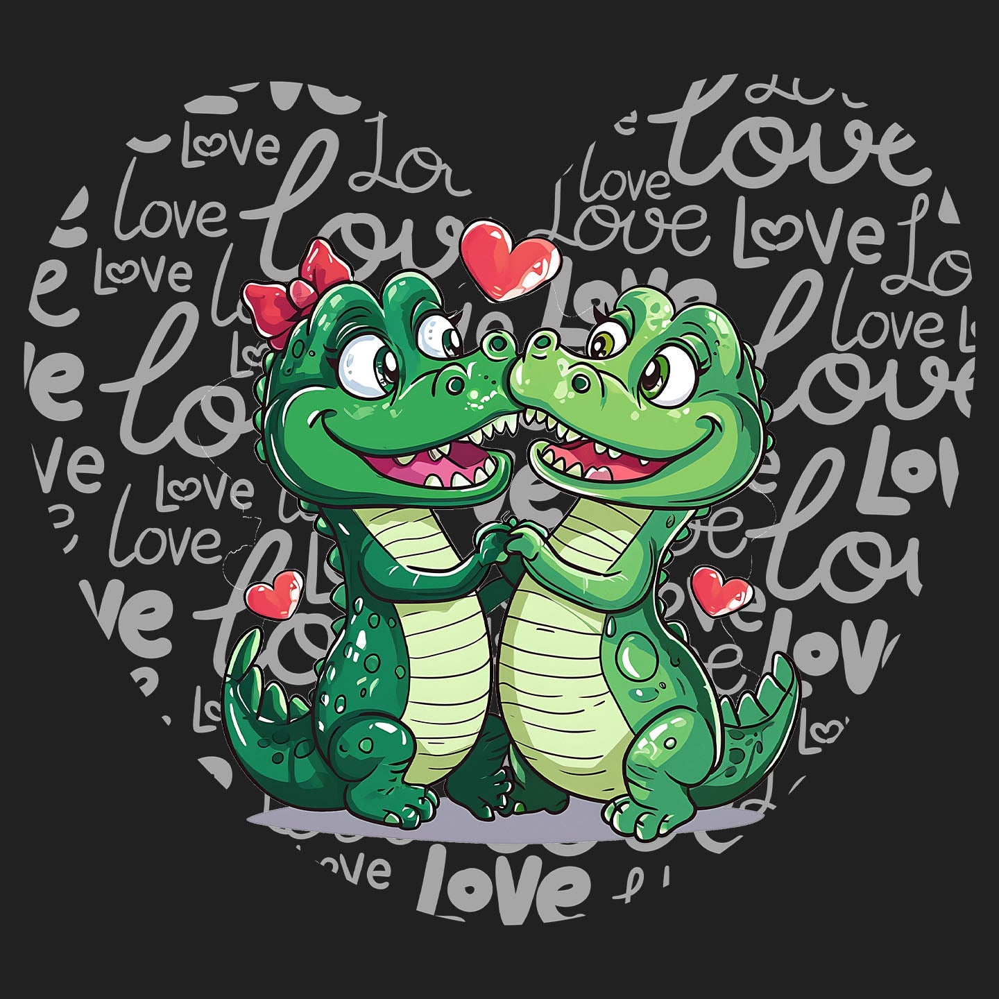 Alligator Love Heart - Women's V-Neck T-Shirt