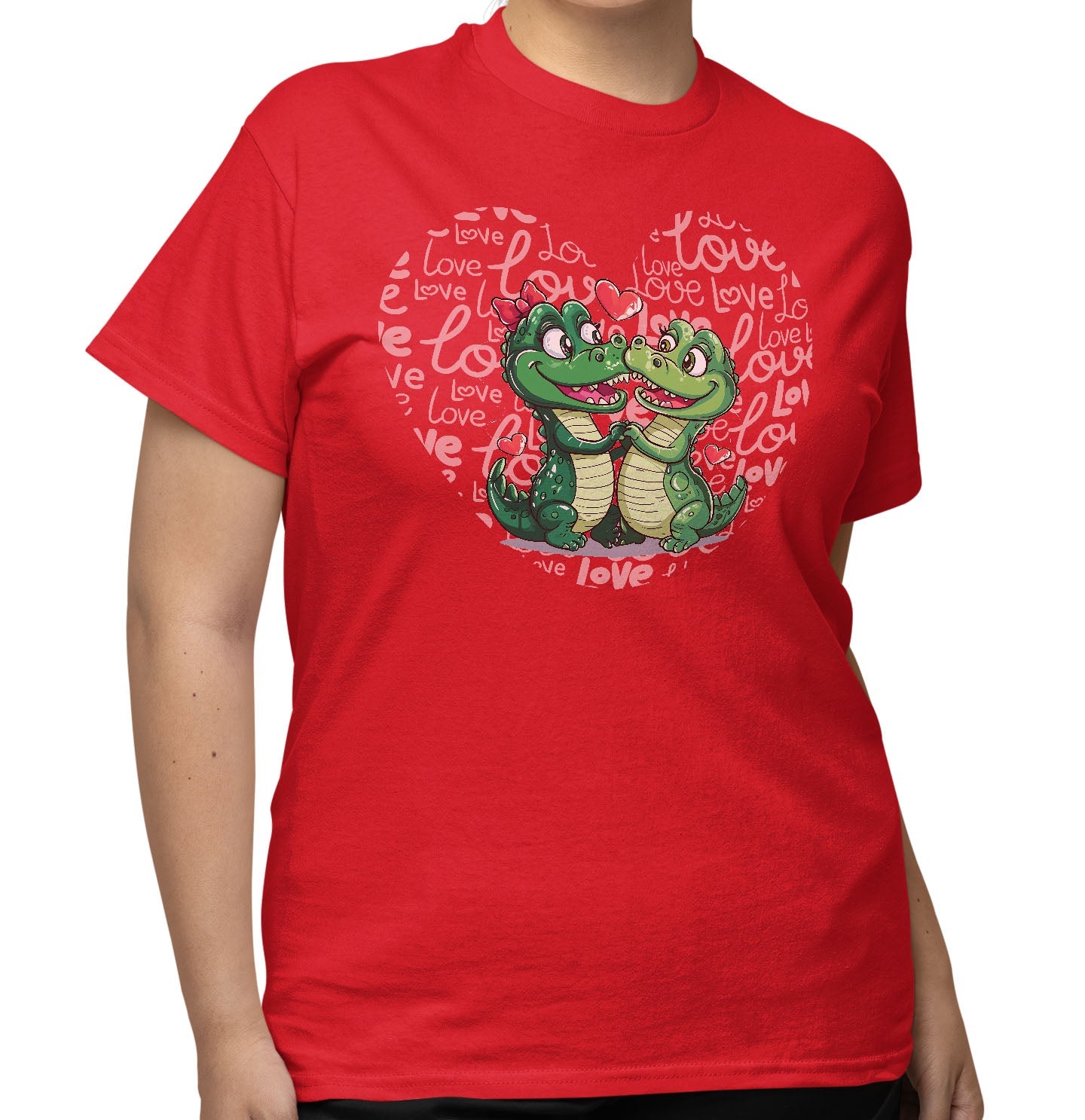 Alligator Love Heart - Adult Unisex T-Shirt