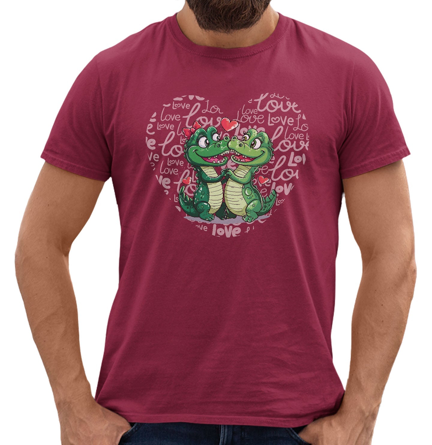 Alligator Love Heart - Adult Unisex T-Shirt