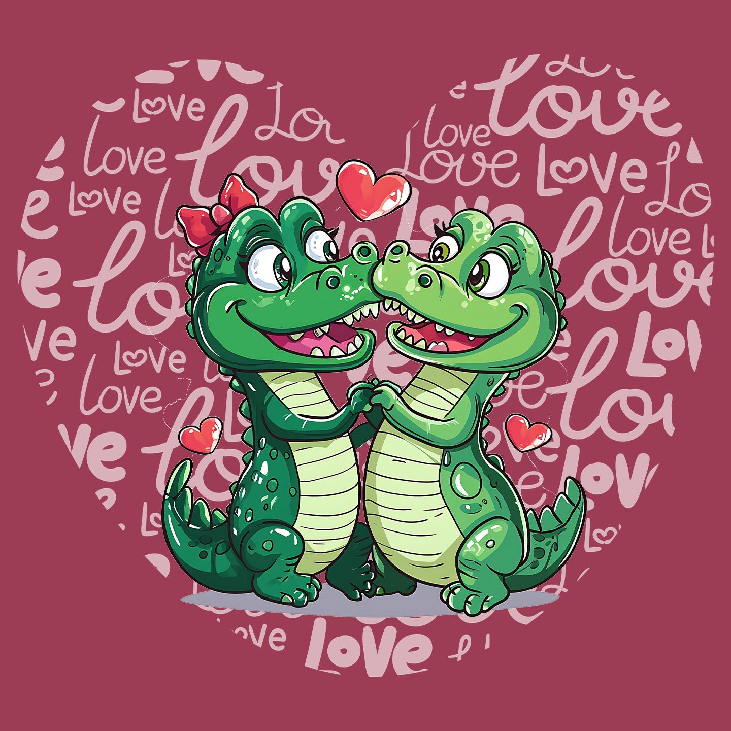 Alligator Love Heart - Adult Unisex T-Shirt