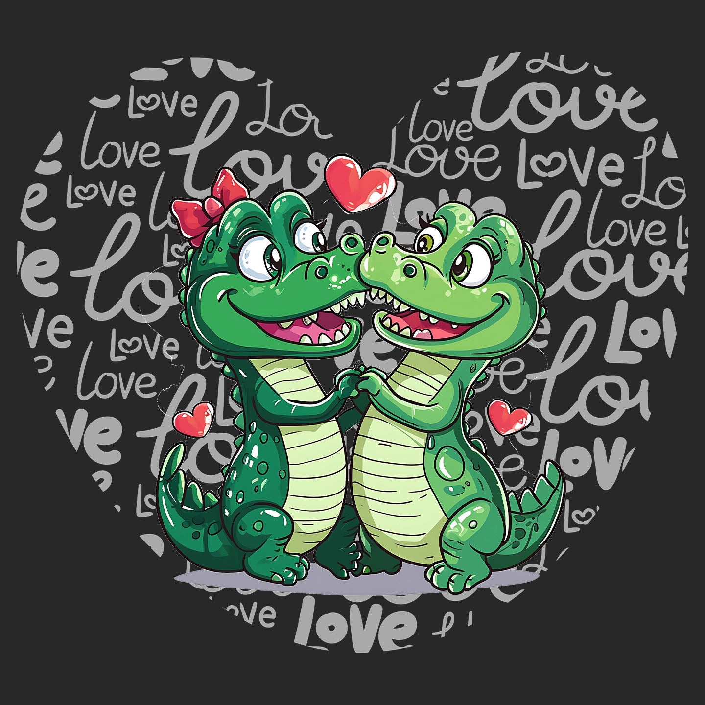 Alligator Love Heart - Kids' Unisex Hoodie Sweatshirt