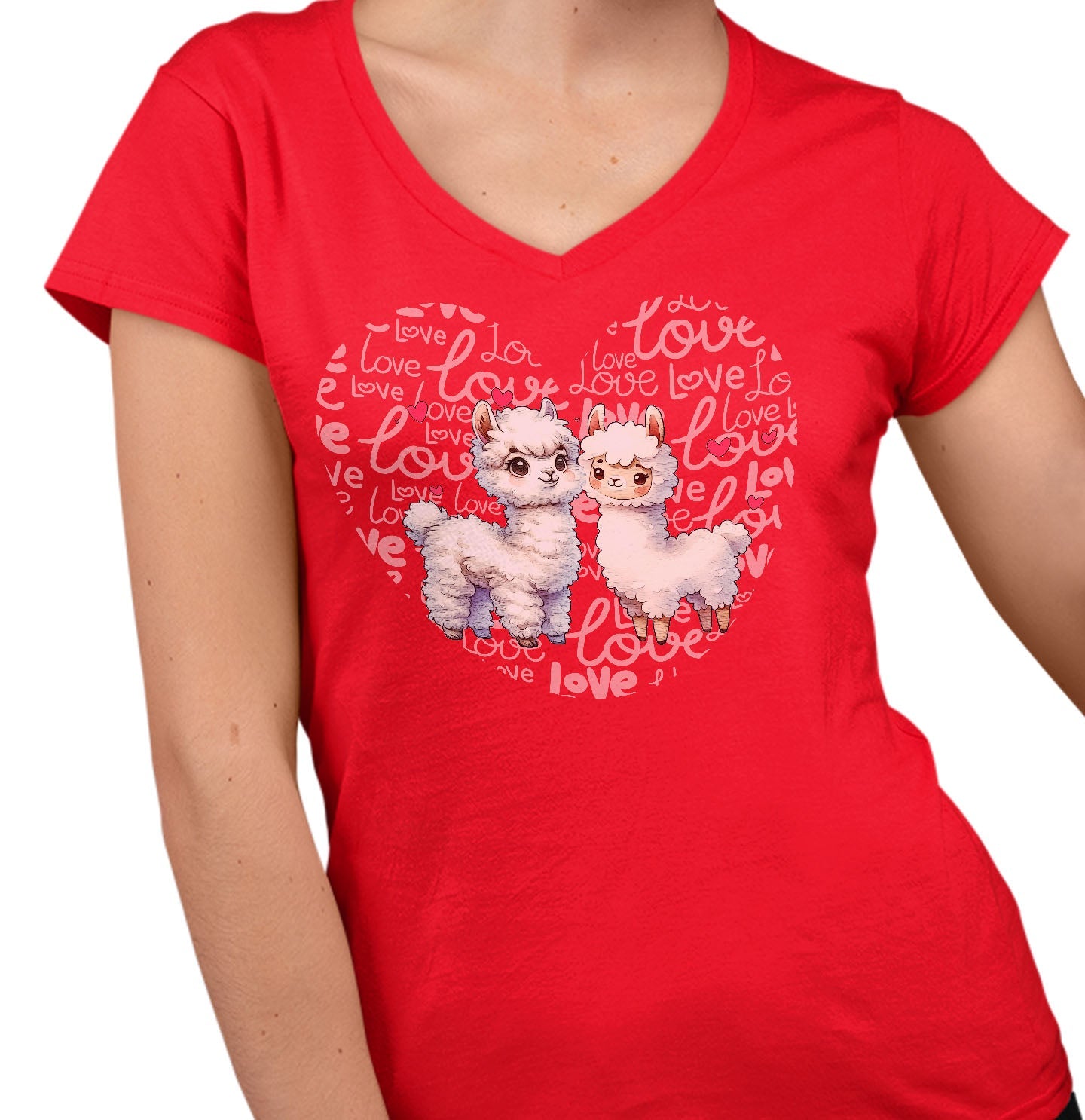 Alpaca Love Heart - Women's V-Neck T-Shirt