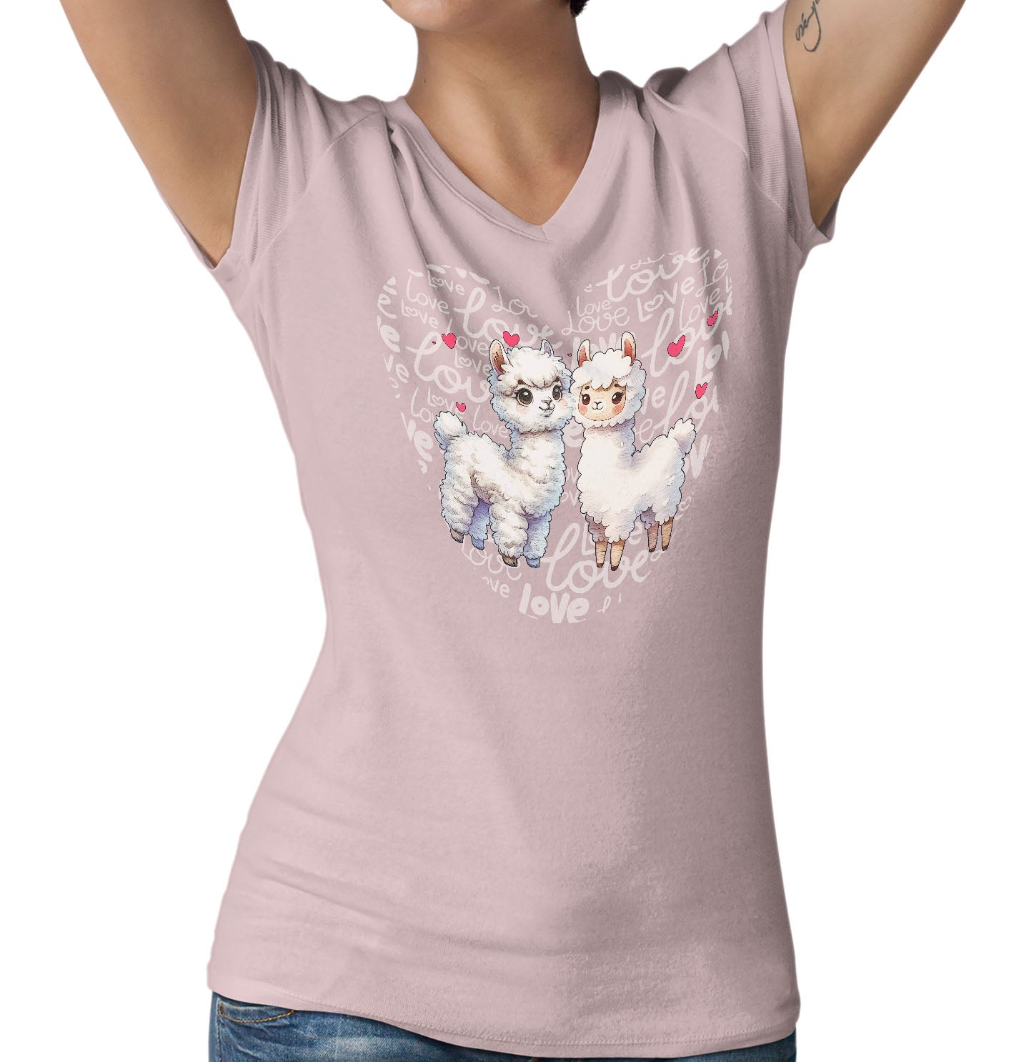 Alpaca Love Heart - Women's V-Neck T-Shirt