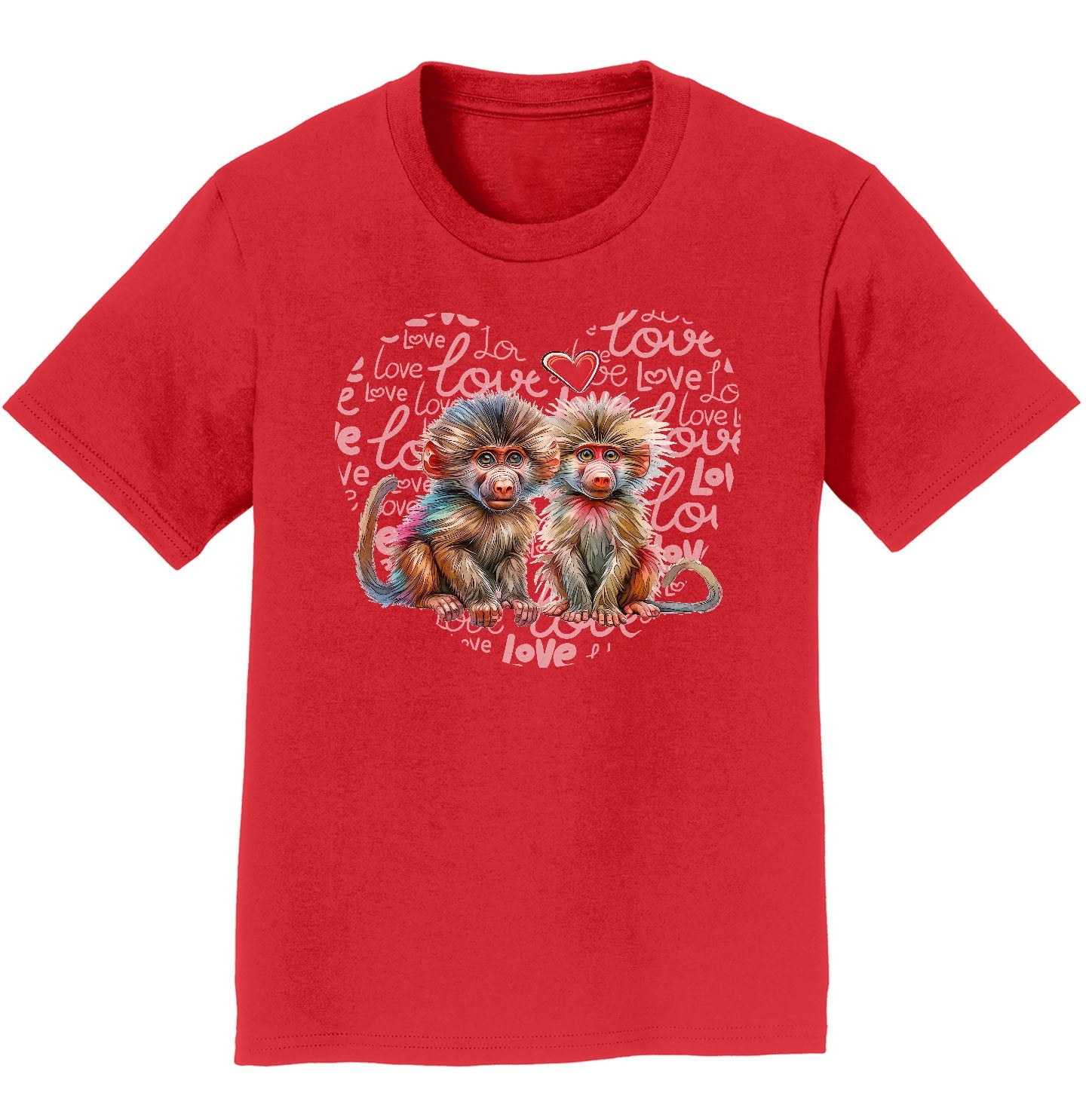 Baboon Love Heart - Kids' Unisex T-Shirt