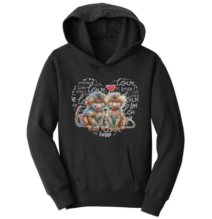 Baboon Love Heart - Kids' Unisex Hoodie Sweatshirt