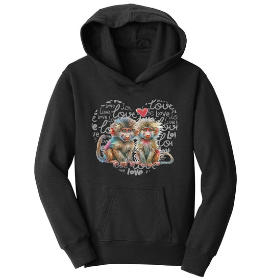 Baboon Love Heart - Kids' Unisex Hoodie Sweatshirt