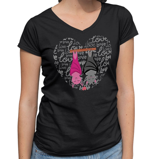 Bat Love Heart - Women's V-Neck T-Shirt
