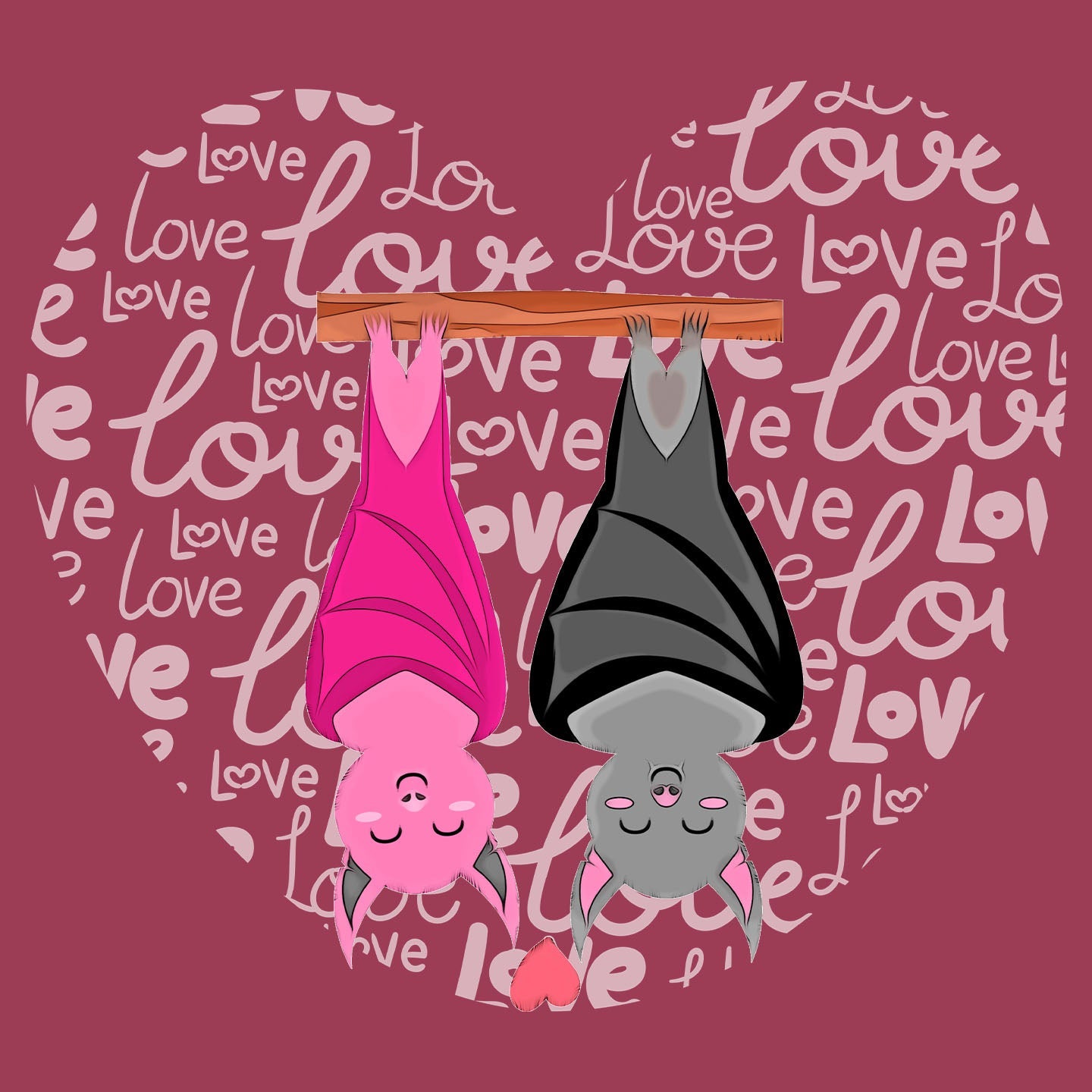 Bat Love Heart - Adult Unisex T-Shirt