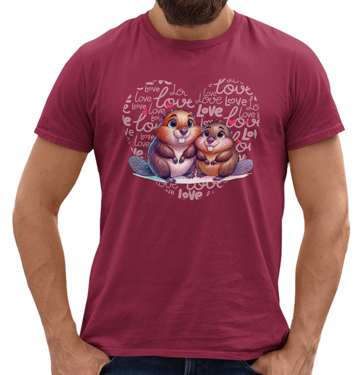 Beaver Love Heart - Adult Unisex T-Shirt