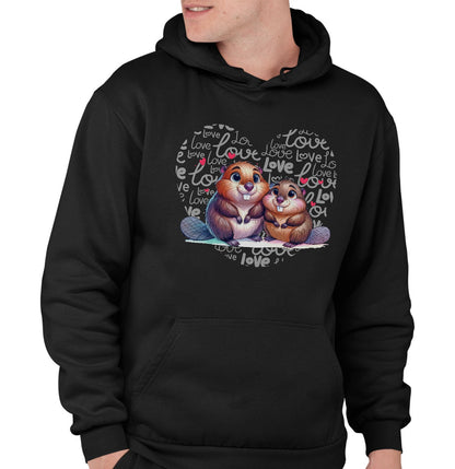 Beaver Love Heart - Adult Unisex Hoodie Sweatshirt