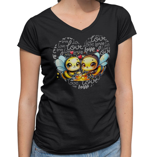 Bee Love Heart - Women's V-Neck T-Shirt