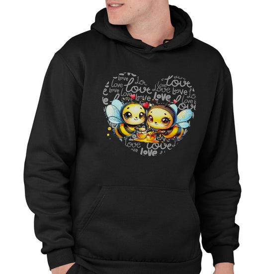 Bee Love Heart - Adult Unisex Hoodie Sweatshirt
