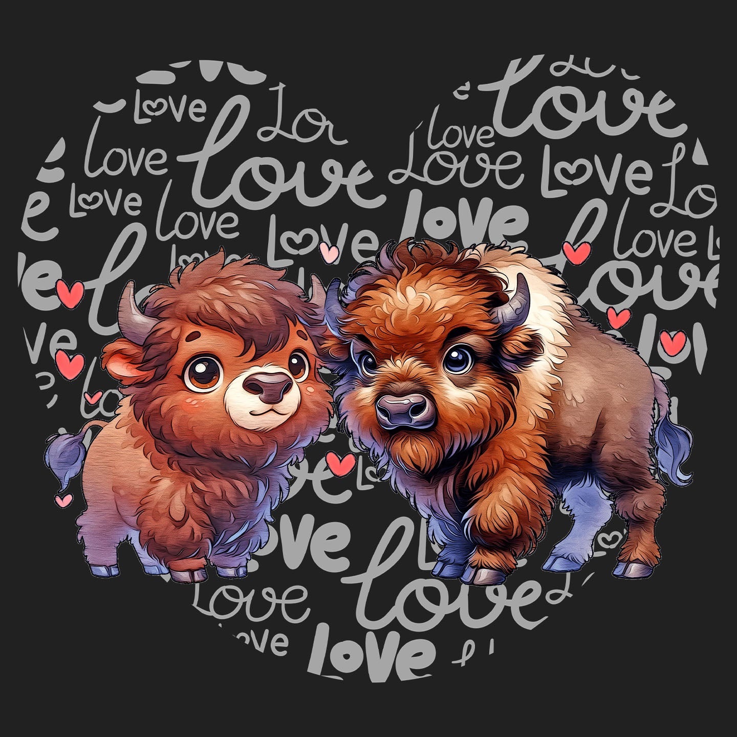 Bison Love Heart - Women's V-Neck T-Shirt