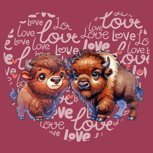 Bison Love Heart - Adult Unisex T-Shirt