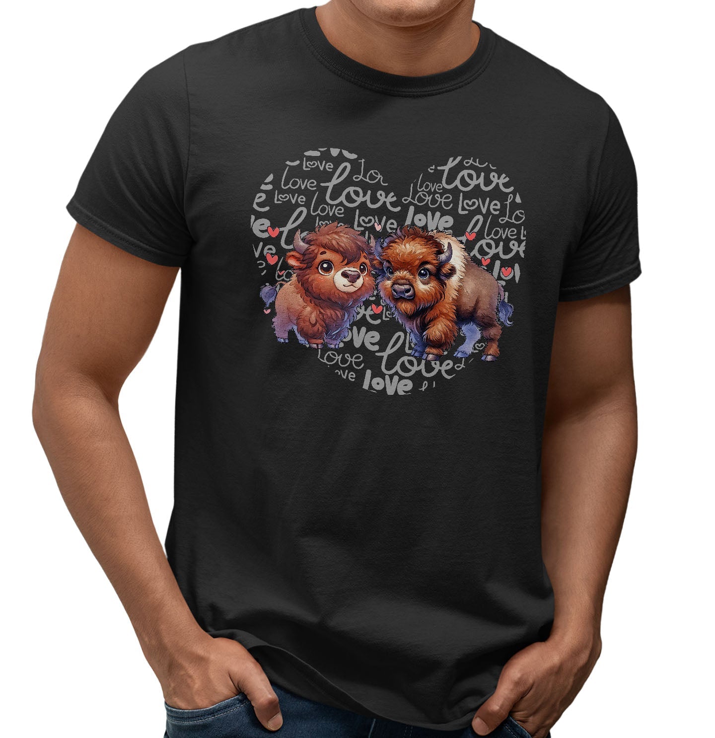 Bison Love Heart - Adult Unisex T-Shirt