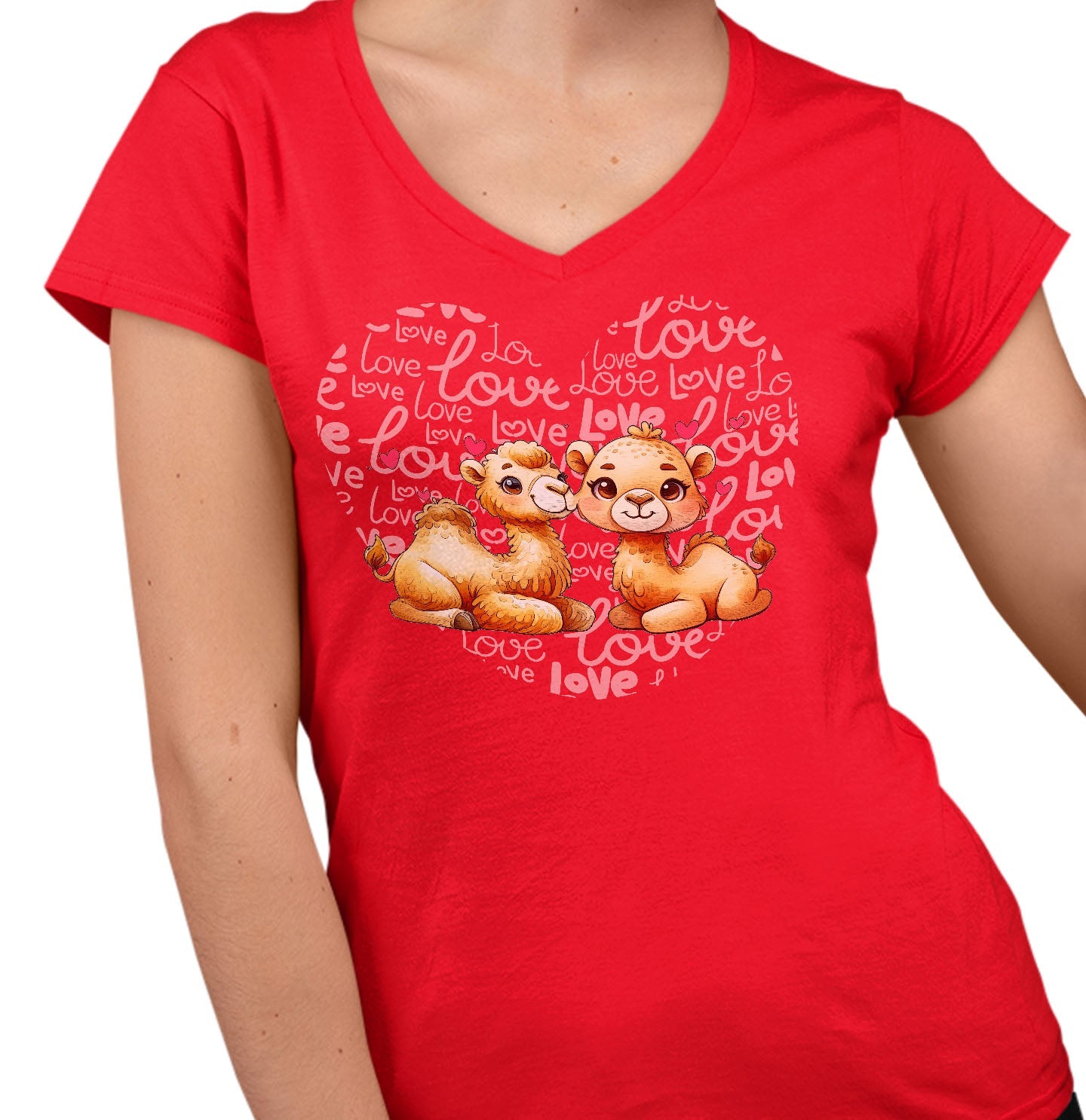 Camel Love Heart - Women's V-Neck T-Shirt